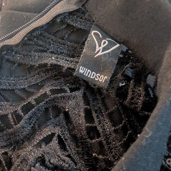 EUC Windsor Black Fitted Mini Dress Mesh Sequin Detail Size Small - Picture 6 of 6